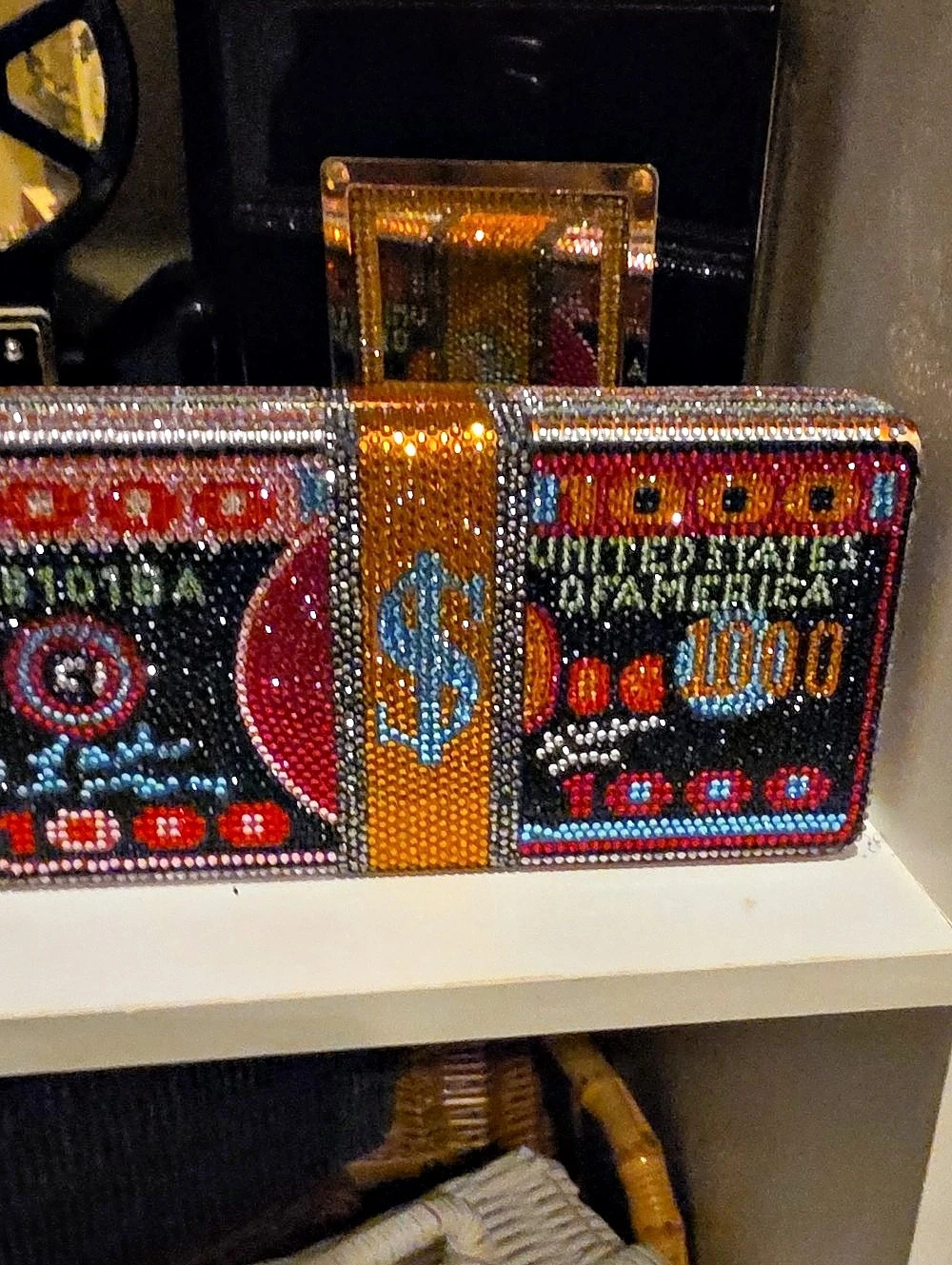 Beaded Statement Clutch in Gold & Multicolor Like New